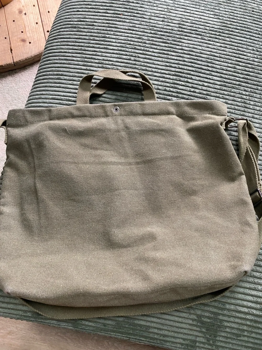 Canvas Olive Green Tote Bag with Adjustable Shoulder Strap